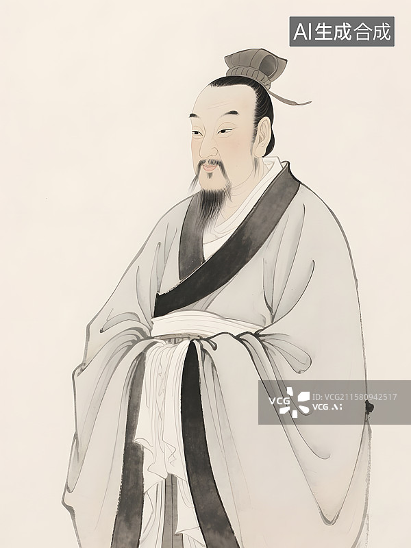 【AI数字艺术】历史名人复古肖像王安石王明阳诸葛亮图片素材