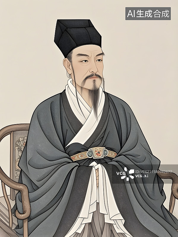 【AI数字艺术】历史名人复古肖像王安石王明阳诸葛亮图片素材