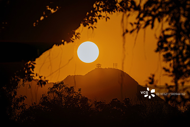 日落珠海凤凰亭图片素材