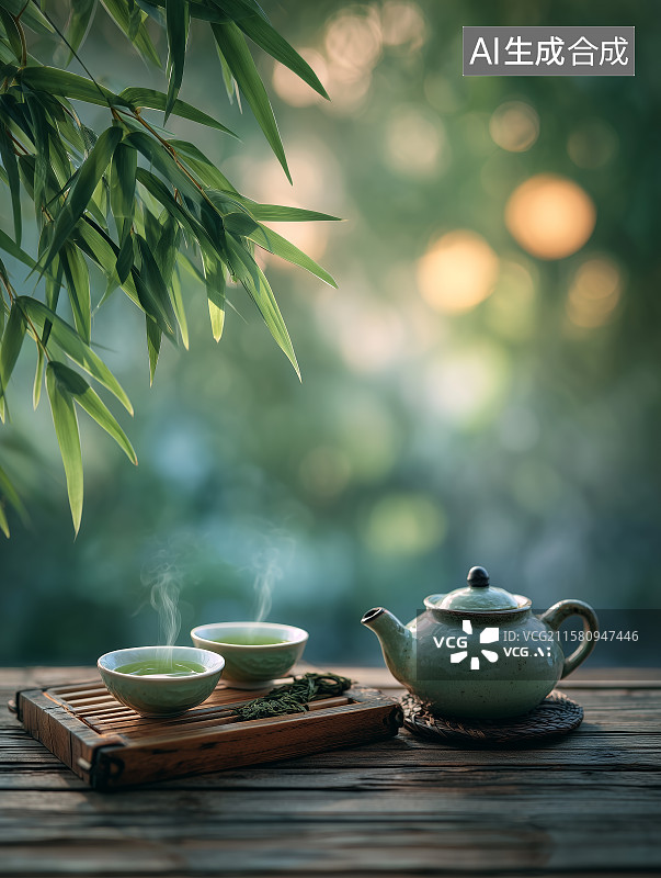 【AI数字艺术】茶壶茶汤竖图海报图片素材