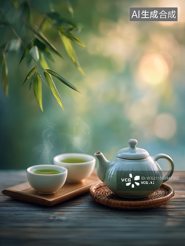 【AI数字艺术】茶壶茶汤竖图海报图片素材