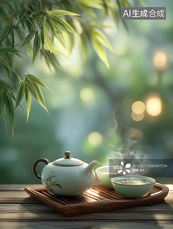 【AI数字艺术】茶壶茶汤竖图海报图片素材