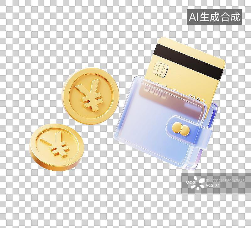 【AI数字艺术】信用卡钱包金币银行卡消费金融背景图片素材
