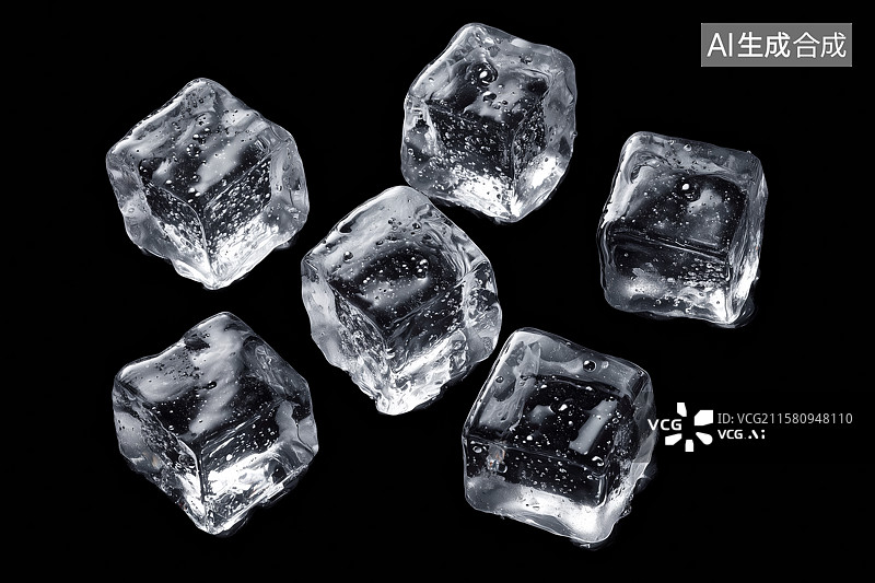 【AI数字艺术】黑色背景的冰块图片素材