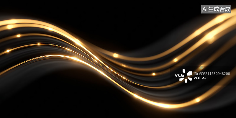 【AI数字艺术】金色发光线条背景图片素材