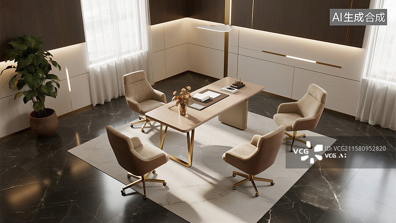 【AI数字艺术】现代办公室的宁静一角图片素材