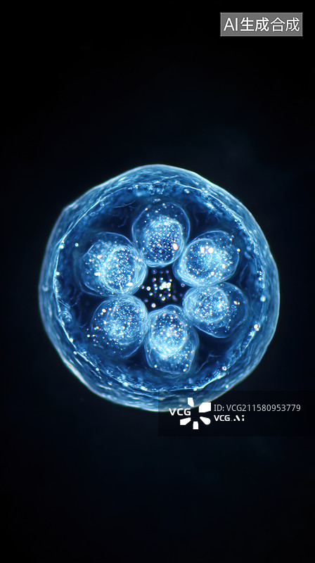 【AI数字艺术】蓝色球体内的光点结构图片素材