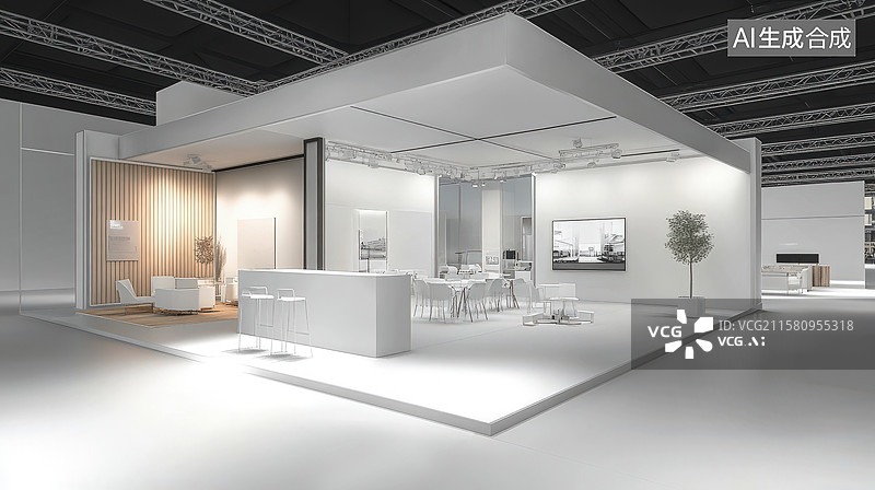 【AI数字艺术】极简留白光影概念空间图片素材