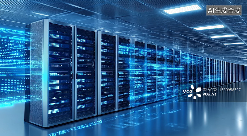 【AI数字艺术】现代化数据中心服务器机房图片素材