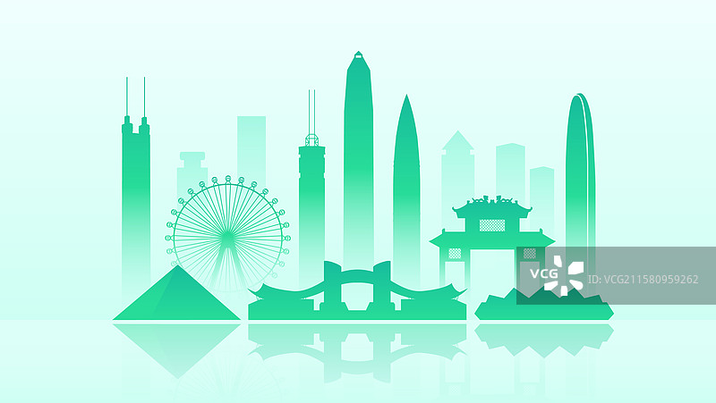 深圳文明环保绿色城市建筑插画图片素材