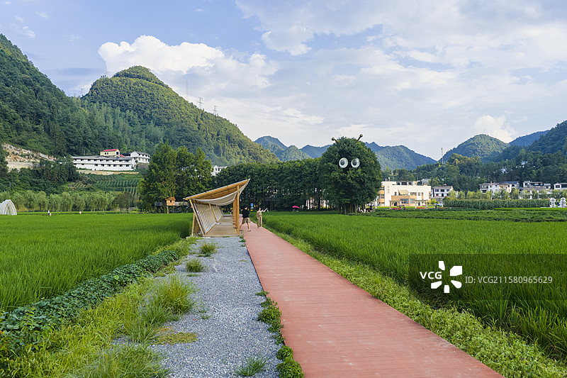 湖北恩施白果乡塘里堂外稻田文旅经济式样图图片素材