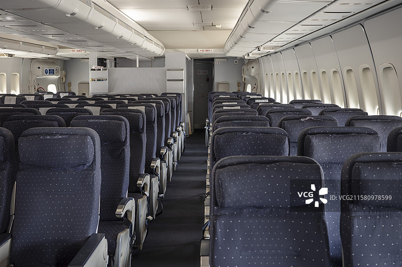 大型宽体客机客舱机舱内景图片素材