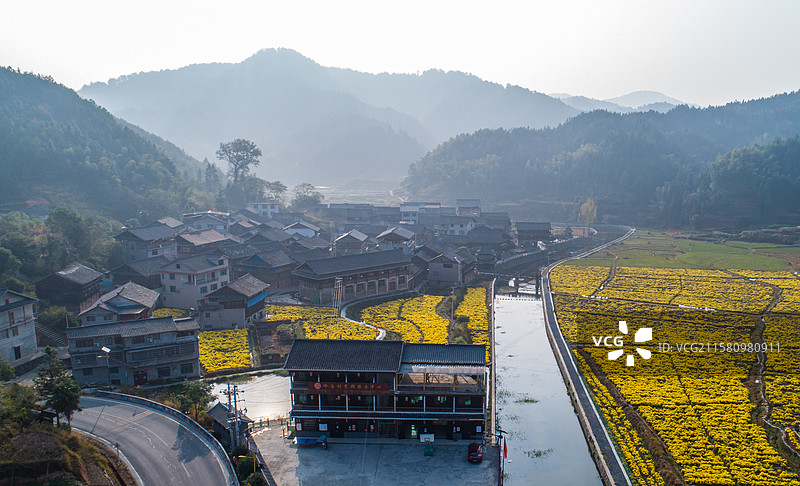 湖南省通道侗族自治坪坦河流域侗族古村落图片素材