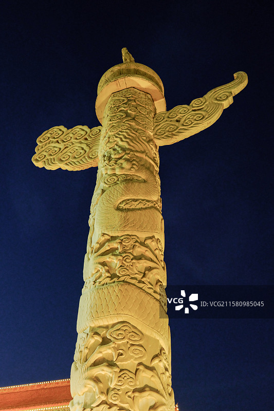 北京天安门华表夜景图片素材