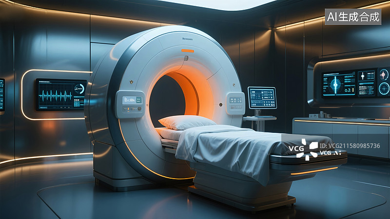 【AI数字艺术】医院检测设备CT室核磁共振扫描图片素材