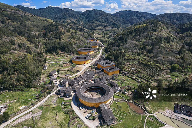 福建漳州南靖河坑土楼建筑图片素材