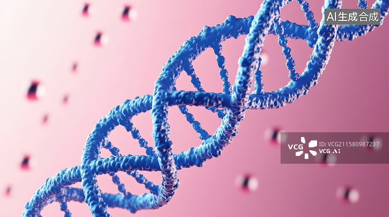 【AI数字艺术】蓝色DNA双螺旋结构图片素材