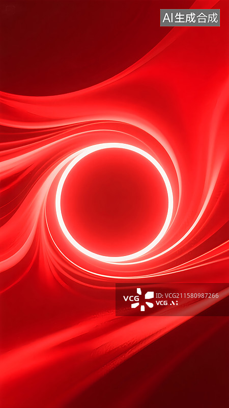 【AI数字艺术】抽象的圆圈白色形状在红色的旋转流动背景上图片素材