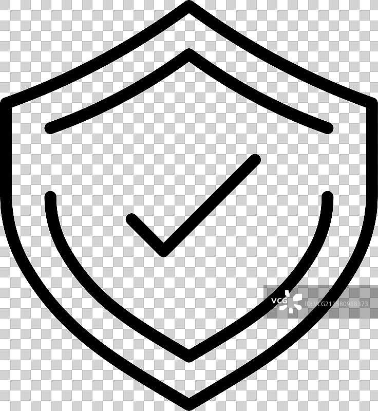 安全盾牌检查图标，理想的保护象征图片素材