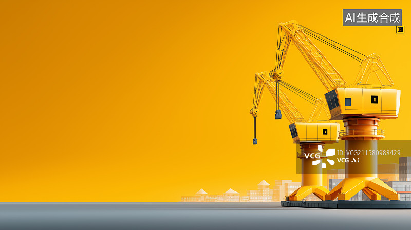【AI数字艺术】港口物流主题背景——集装箱码头龙门吊图片素材