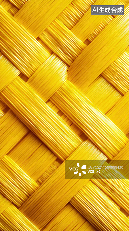 【AI数字艺术】浅黄色编织藤篮藤条表面质感纹理背景图片素材