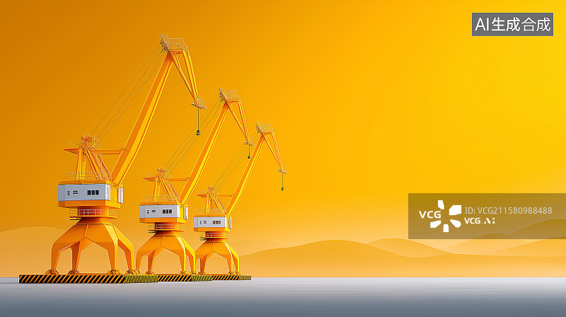 【AI数字艺术】港口物流主题背景——集装箱码头龙门吊图片素材