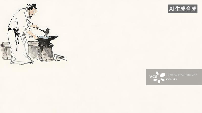 【AI数字艺术】水墨画左上图片素材