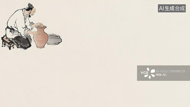 【AI数字艺术】水墨画左上图片素材