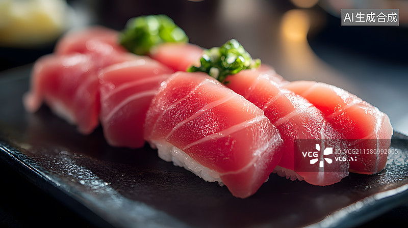 【AI数字艺术】新鲜金枪鱼寿司摆盘图片素材