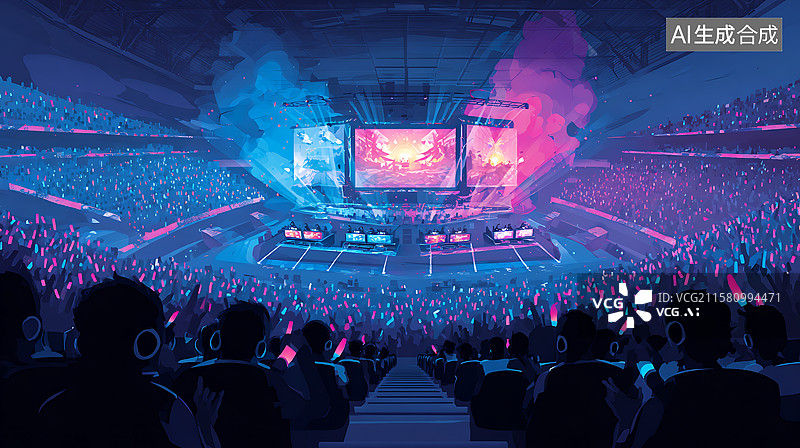 【AI数字艺术】电子竞技比赛场图片素材