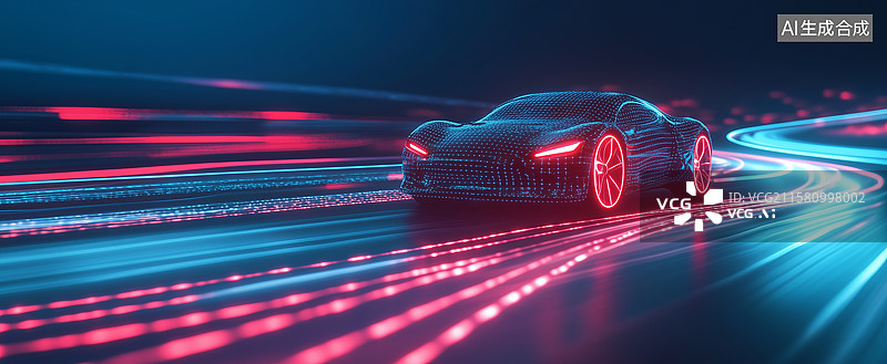 【AI数字艺术】未来感跑车高速行驶图片素材