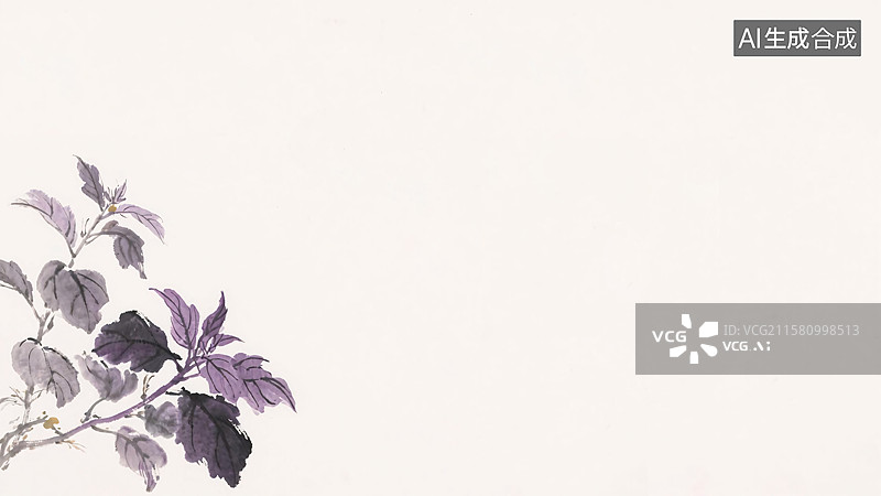 【AI数字艺术】水墨画植物背景左下图片素材