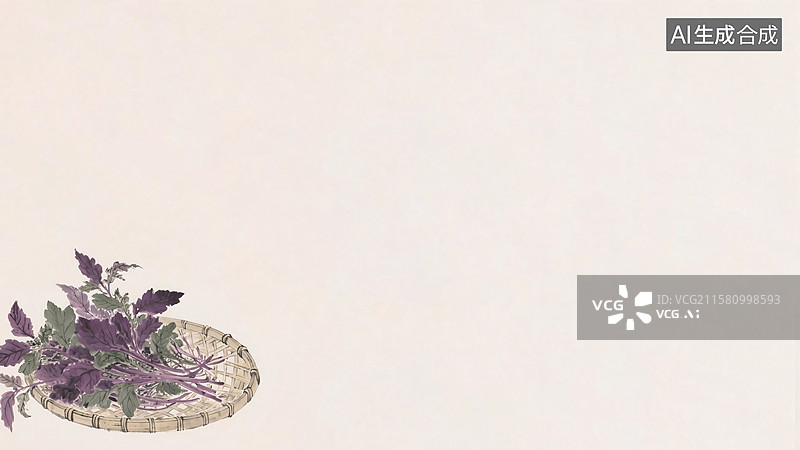 【AI数字艺术】水墨画植物背景左下图片素材