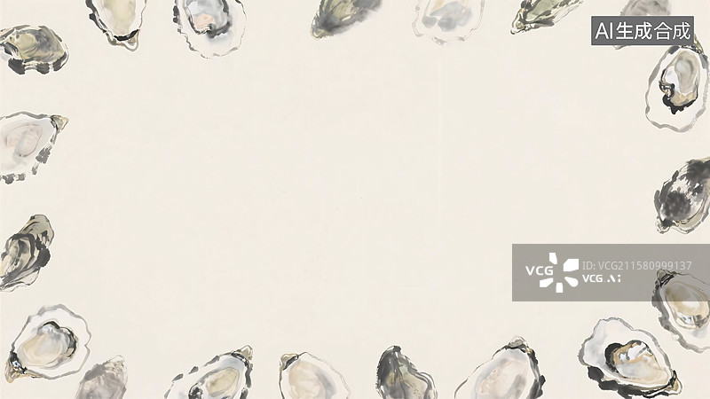【AI数字艺术】水墨画海鲜背景常规图片素材