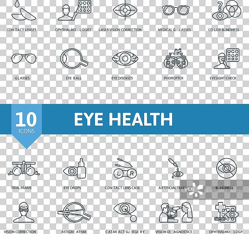 眼健康轮廓图标集 创意图标试用图片素材
