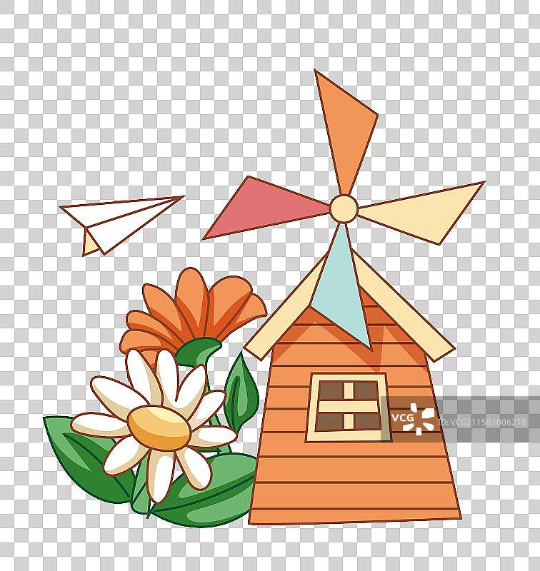 小风车与纸飞机图片素材
