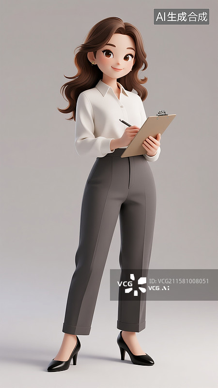 【AI数字艺术】3D卡通职业男士拿着文件图片素材