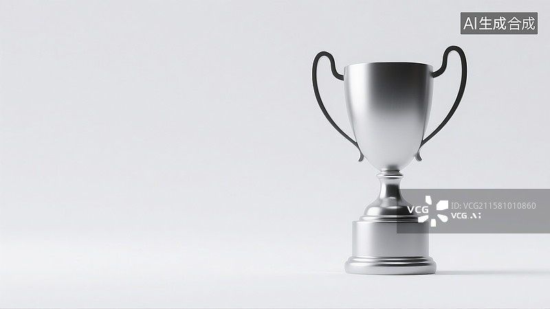 【AI数字艺术】白色背景中哑光银质奖杯画面图片素材