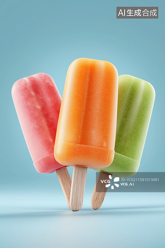 【AI数字艺术】三色冰棒并排展示图片素材