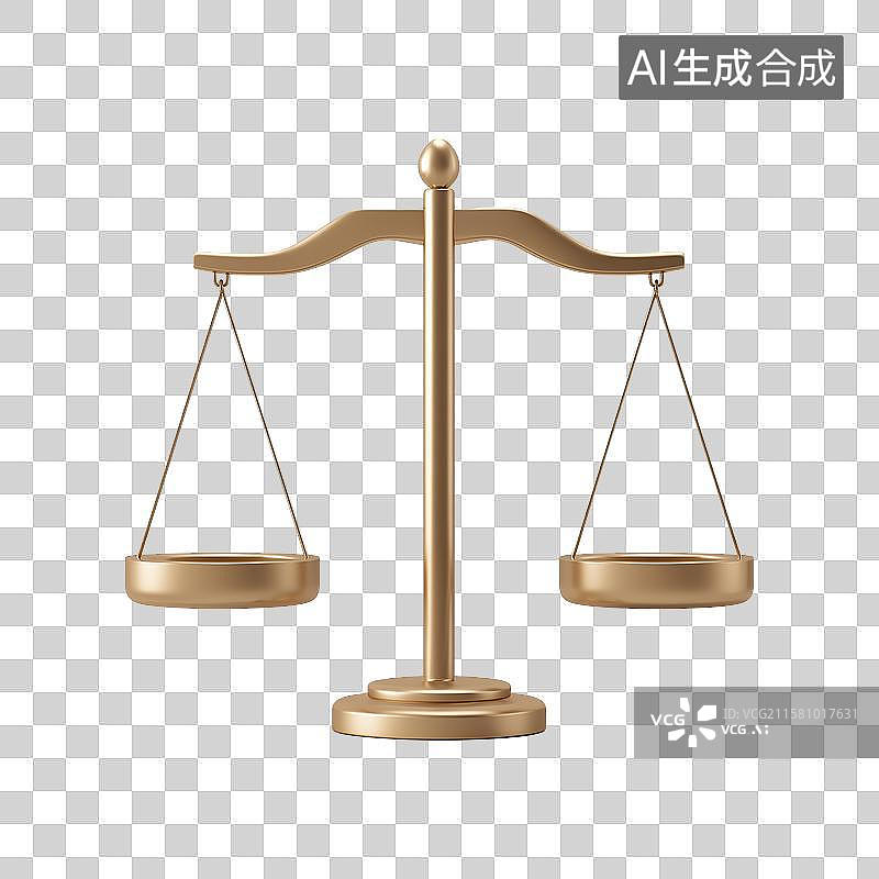 【AI数字艺术】3D风格金色天平元素图片素材