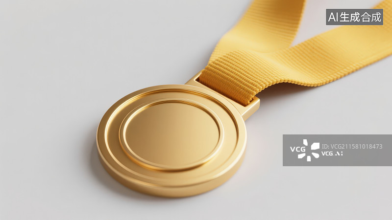 【AI数字艺术】纯色背景下放置的一枚金色奖牌图片素材