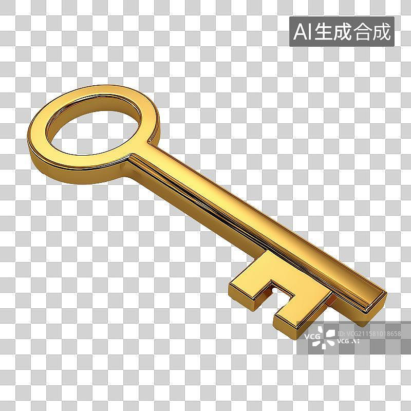 【AI数字艺术】3D风格金色钥匙元素图片素材