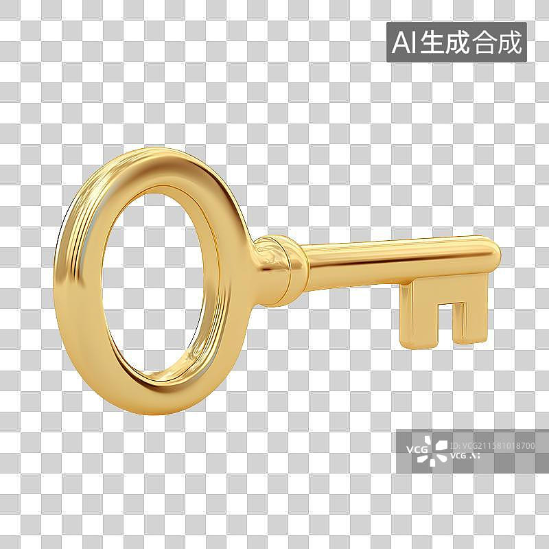 【AI数字艺术】3D风格金色钥匙元素图片素材