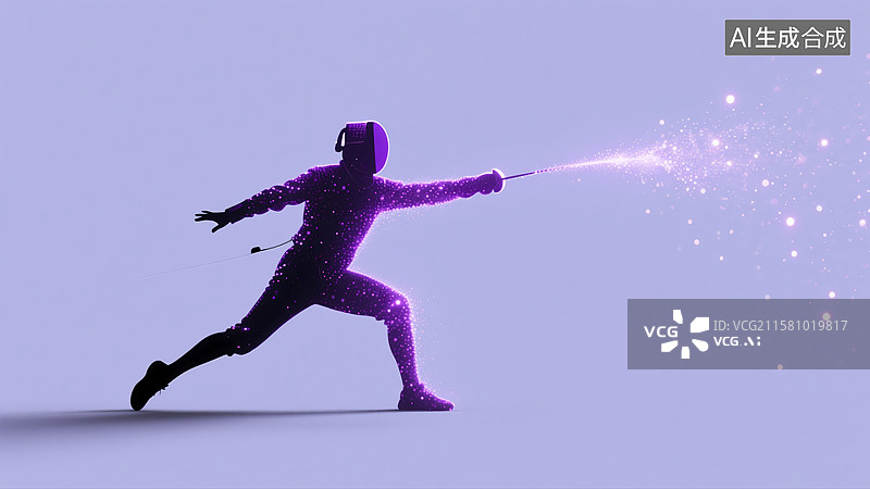 【AI数字艺术】紫色光影中的人物动态姿态图片素材
