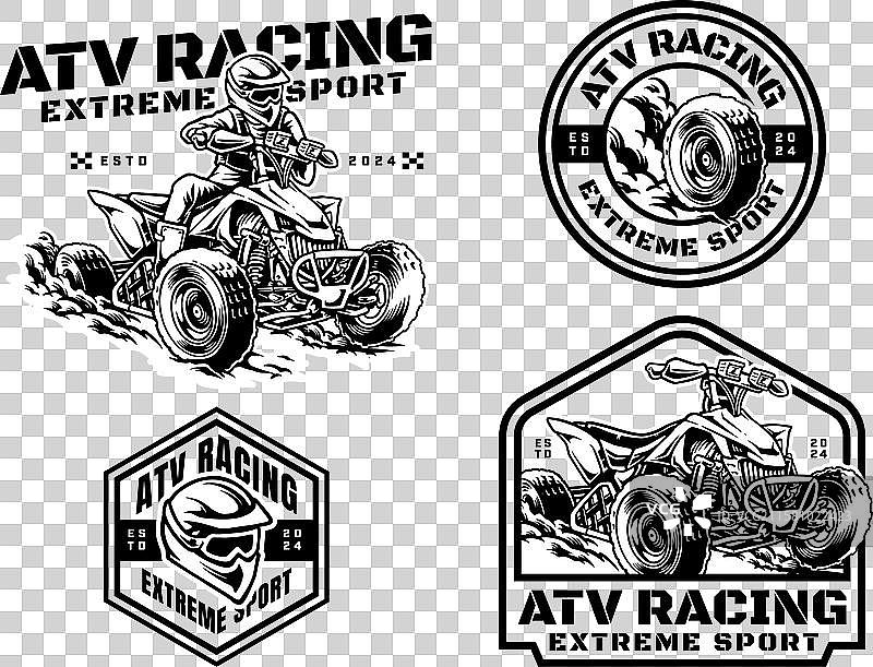 运动四轮摩托车骑手和车辆的标志设计图片素材