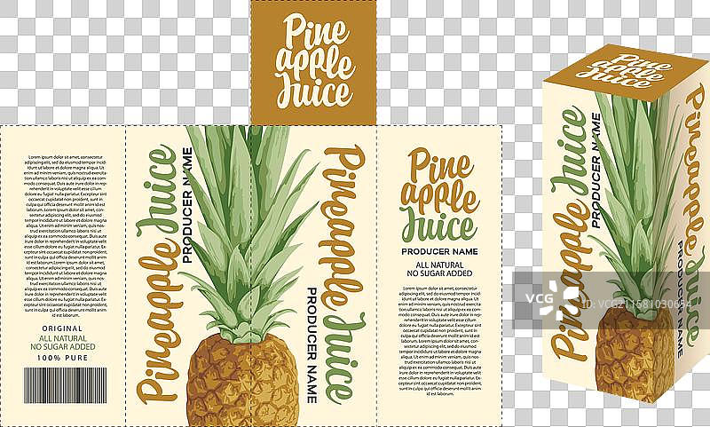 菠萝汁的纸板包装盒图片素材