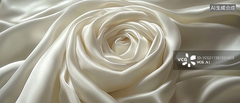 【AI数字艺术】白色绸缎花朵状面料展示场景图片素材