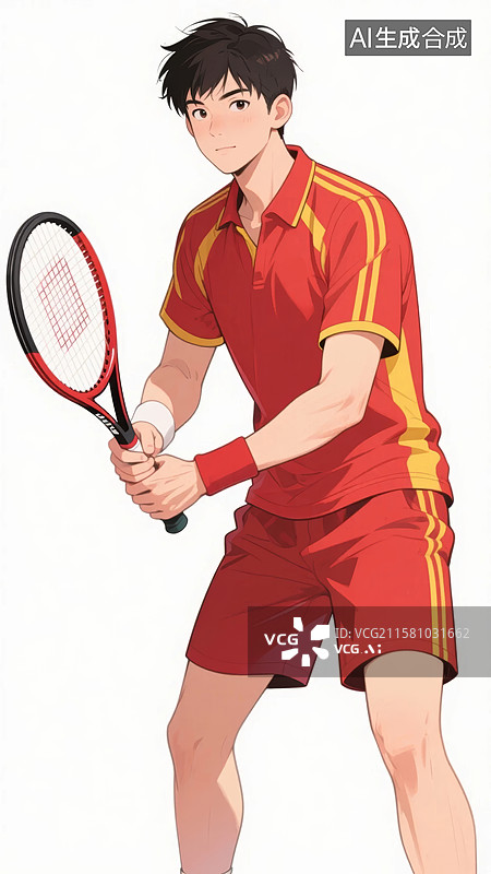【AI数字艺术】网球选手持拍运动场景图片素材
