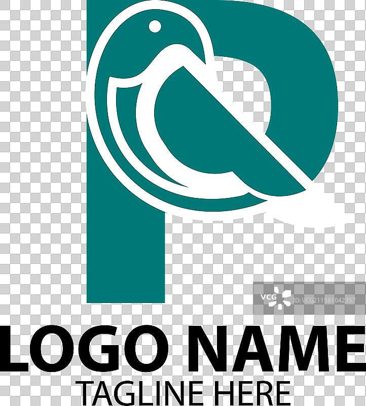 字母P鸟类标志设计图片素材