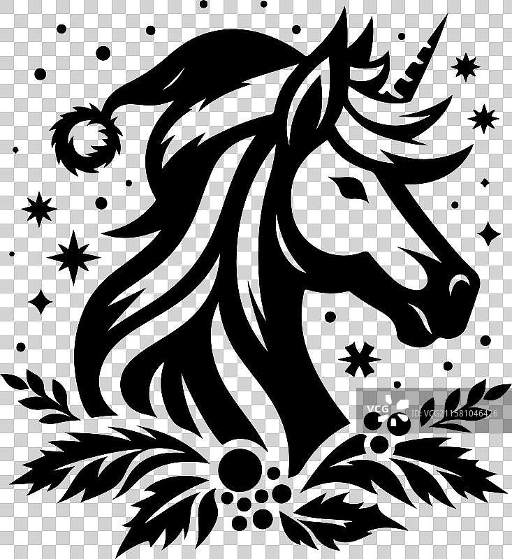 圣诞马头剪影图片素材